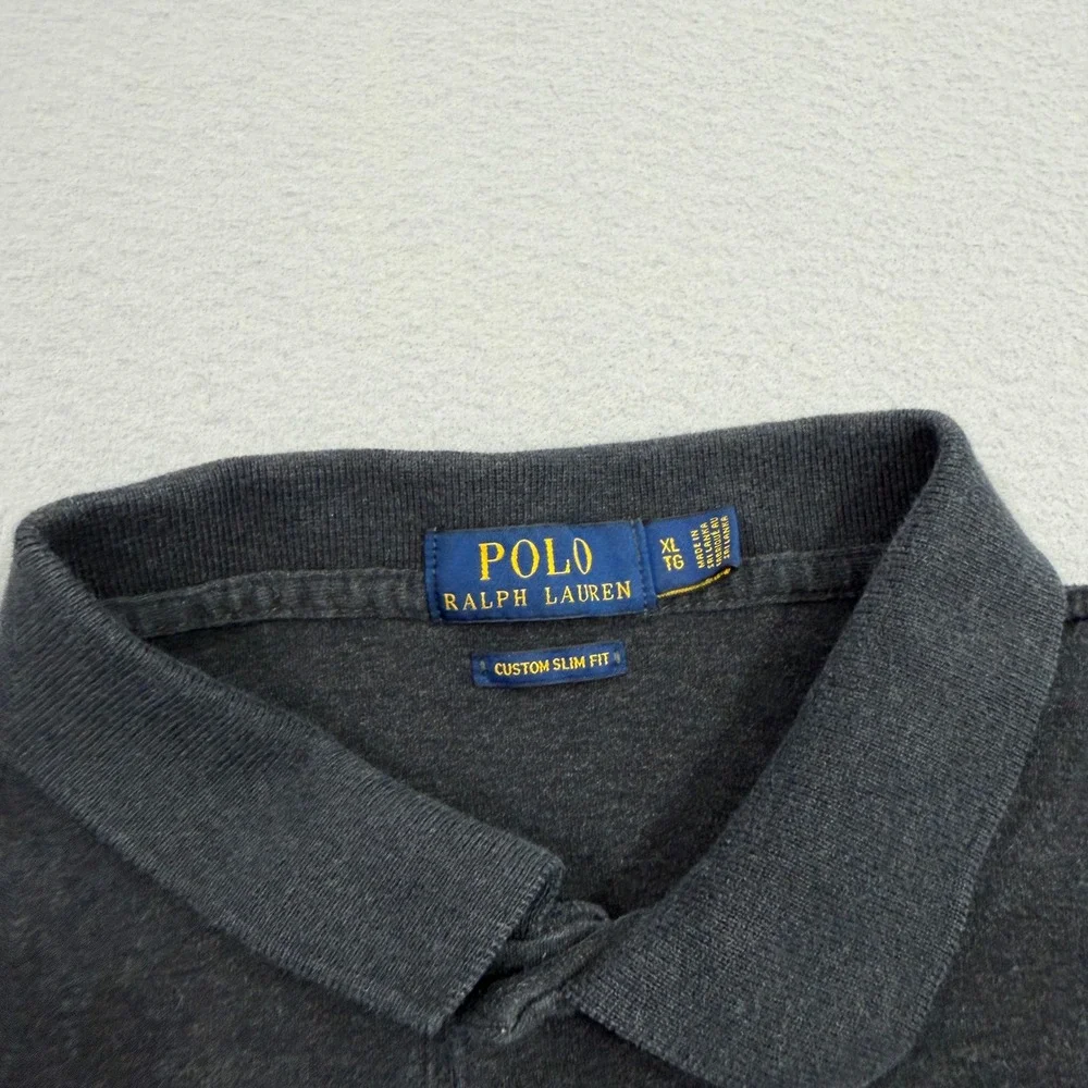 Polo Ralph Lauren Shirt Men's XL Gray Custom Slim Fit Short Sleeve Pony Logo